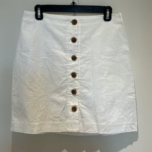 Gap Linen Cotton Blend white button down a-line mini skirt, Sz 8